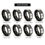 font options for inside engraving on black & gray flight path over globe rings