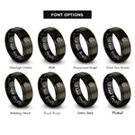 font options for inside engraving on gunmetal & black flight path over globe rings