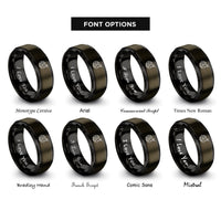 font options for inside engraving on gunmetal & black flight path over globe rings