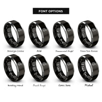 font options for inside engraving on black & gray flight route rings