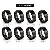 font options for inside engraving on black flight route rings