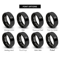 font options for inside engraving on black flight route rings