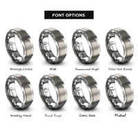 font options for inside engraving on silver flight route rings