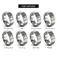 font options for inside engraving on silver flight stick rings