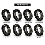 font options for inside engraving on black & grey flint steel rings