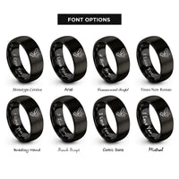 font options for inside engraving on black flint steel rings