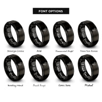 font options for inside engraving on black flint steel rings