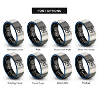 font options for inside engraving on black & blue & gray flintlock pistol rope rings