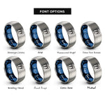 font options for inside engraving on blue & grey flip flops rings
