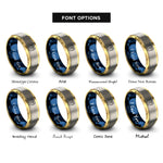 font options for inside engraving on gold & blue & grey flip flops rings