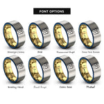 font options for inside engraving on gold & blue & silver flip flops rings