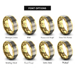 font options for inside engraving on gold & grey flip flops rings