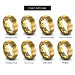 font options for inside engraving on gold flip flops rings