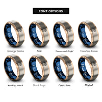 font options for inside engraving on rose gold & blue & grey flip flops rings