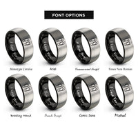font options for inside engraving on black & gray flip flops wave rings