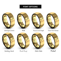 font options for inside engraving on black & gold floating apparition rings