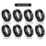 font options for inside engraving on black & grey floating astronaut rings