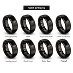 font options for inside engraving on black floating astronaut rings