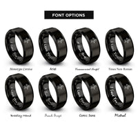font options for inside engraving on black floating astronaut rings
