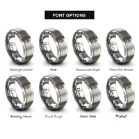 font options for inside engraving on gray floating astronaut rings