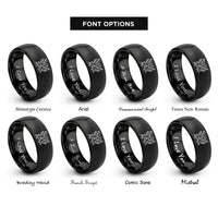 font options for inside engraving on black flock of crows rings