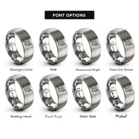 font options for inside engraving on grey flock of crows rings