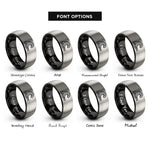 font options for inside engraving on black & silver flood wave rings