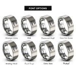 font options for inside engraving on silver flood wave rings