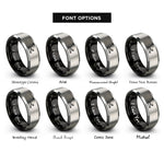font options for inside engraving on black & silver floor jack rings