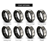 font options for inside engraving on black & gray floor jack rings