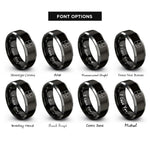 font options for inside engraving on black & silver floor plan rings