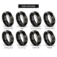 font options for inside engraving on black & silver floor plan rings