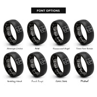 font options for inside engraving on black floor plan rings