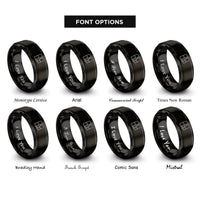 font options for inside engraving on black floor plan rings
