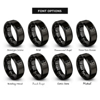 font options for inside engraving on black floor plan rings