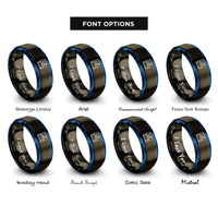 font options for inside engraving on gunmetal & blue floppy disk rings