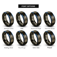 font options for inside engraving on gunmetal & blue floppy disk rings