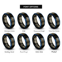 font options for inside engraving on gunmetal & blue floppy disk rings