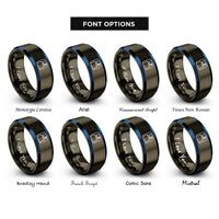 font options for inside engraving on gunmetal & blue floppy disk rings