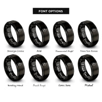 font options for inside engraving on black floral bunny rings