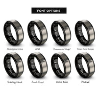 font options for inside engraving on black & gray floral cat rings