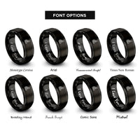 font options for inside engraving on black floral cat rings