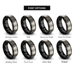 font options for inside engraving on black & grey floral cello rings