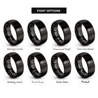 font options for inside engraving on black floral cello rings