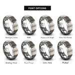 font options for inside engraving on gray floral cello rings