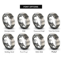 font options for inside engraving on gray floral cello rings