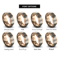 font options for inside engraving on rose gold floral cello rings