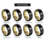 font options for inside engraving on black & gold floral egg rings