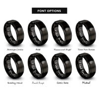 font options for inside engraving on black floral egg rings