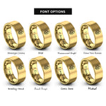 font options for inside engraving on gold floral egg rings
